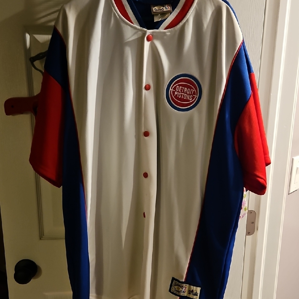 Detroit Pistons Men's Red, Blue, and White Jersey